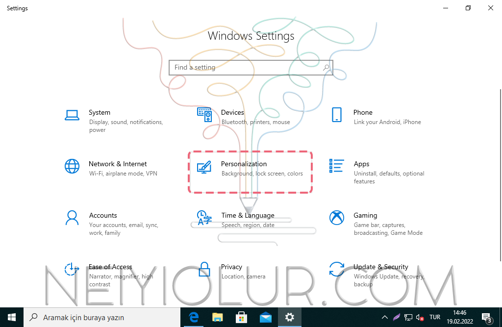 Windows 10 Ayarlar Menüsü 

Windows 10 Masaüstü Simgelerini Getirme
