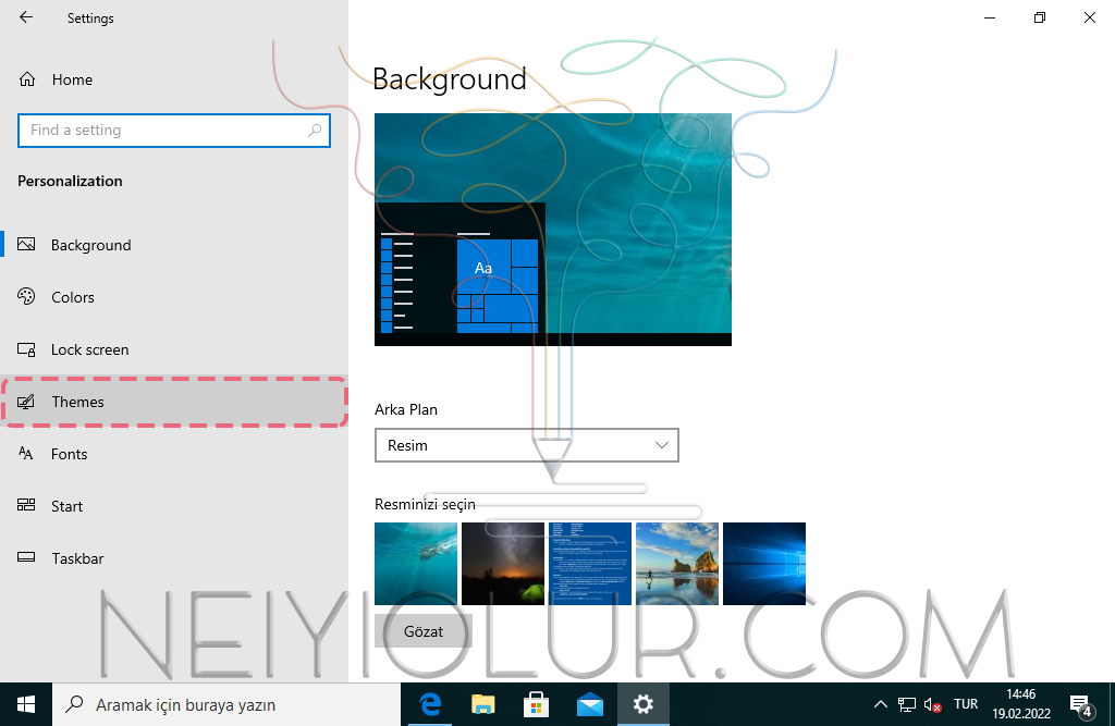 Windows 10 Temalar Menüsü 

Windows 10 Masaüstü Simgelerini Getirme