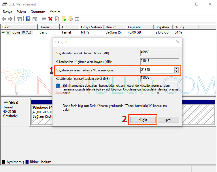 Windows 10 Harddisk Bölme İçin Ne Yapılır?