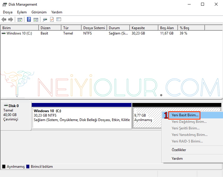 Windows 10 Harddisk Bölme İçin Ne Yapılır?